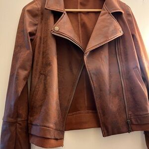 Grace & Lace Brown Leather Moto Jacket